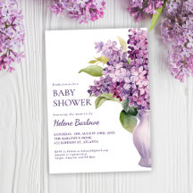 Lilac Modern Elegant Blommigt Baby Shower