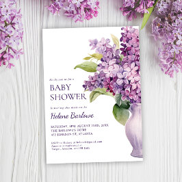 Lilac Modern Elegant Blommigt Baby Shower Inbjudningar