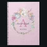 Lilac Monogram Pastel Blommigt Line Art Utandning Anteckningsbok<br><div class="desc">En söt bärbar dator i lilac med blommigt för konsthandning fylld med pastellfärgat färg - lilac,  rosa och grönt. I mitten finns ditt monogram övertäckt med ditt namn och din titel under. Bakgrunden är i mjuk lilak. Gör en underbar gåva.</div>