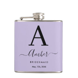Lilac Monogram Personlig Bridesmaid Hip-kolv Fickplunta