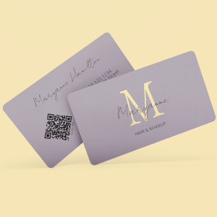 Lilac Monogram QR-kod Visitkort