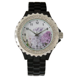 Lilac Monogram Watch | Floral Rhinestone Timepiece Armbandsur