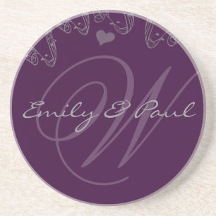 Lilac Musical Monogram Bröllop-årsdagen Underlägg