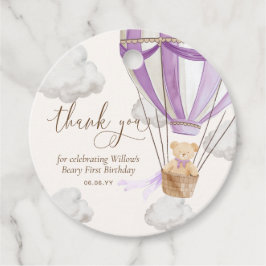 Lilac Nalle Tack Beary First Birthday Gåvor Etiketter