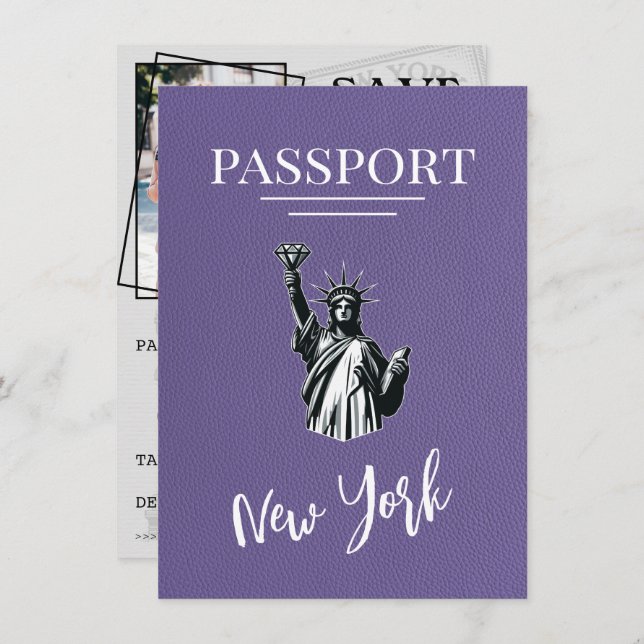 Lilac New York City Passport sparar datumet Spara Datumet (Fram/baksida)