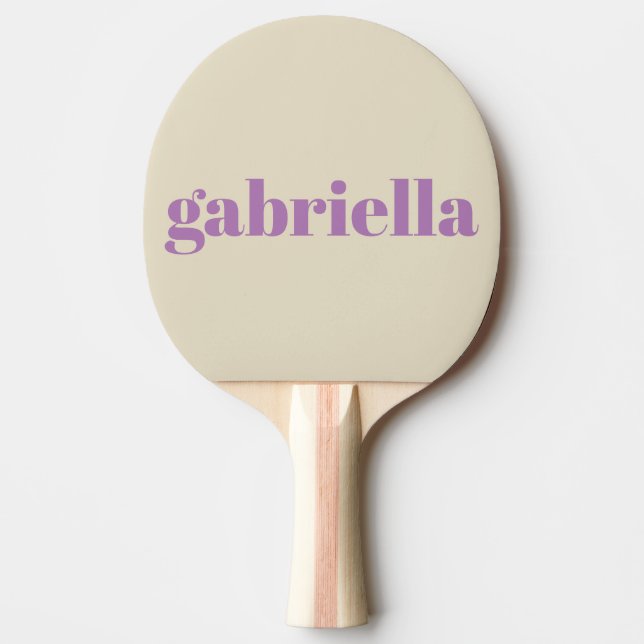 Lilac och Beige Bold Typography Personlig Namn Pingisracket (Framsidan)