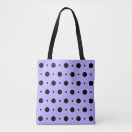 Lilac och Black Polka Dot Tote Bag Tygkasse