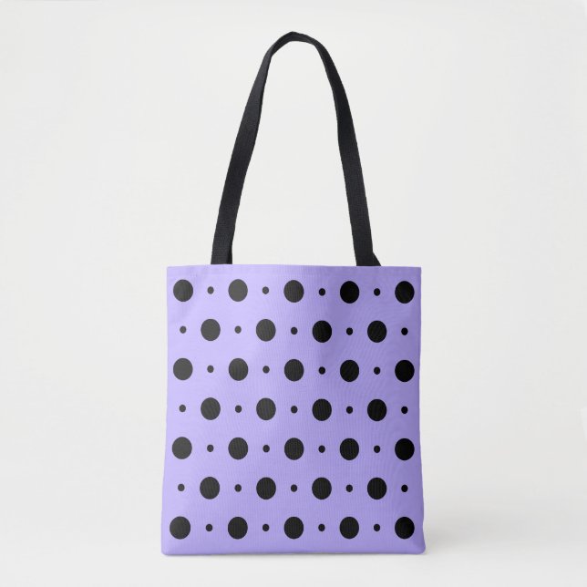 Lilac och Black Polka Dot Tote Bag Tygkasse (Framsida)