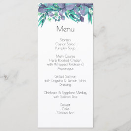 Lilac och Bright Grönt Botanical Bröllop Meny