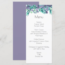 Lilac och Bright Grönt Botanical Bröllop Meny