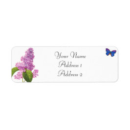 Lilac- och Butterfly-Adressetiketter Returadress Etikett