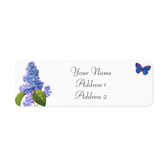 Lilac- och Butterfly-Adressetiketter Returadress Etikett (Framsidan)