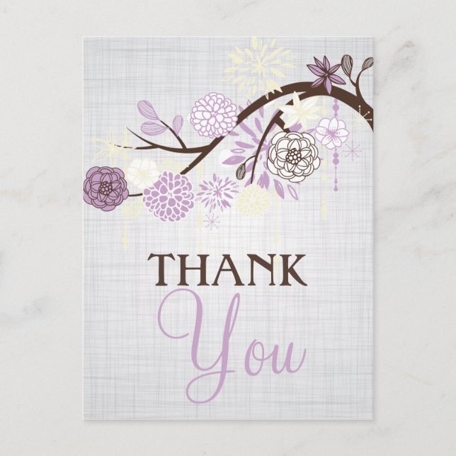 Lilac och Cream Flowers Rustic Tack Post Card Vykort (Framsida)