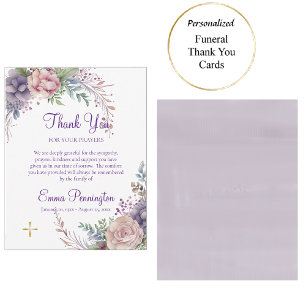 Lilac och Dusty Rosa ros Funeral Tack Kort