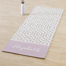 Lilac och Grått Trellis Monogram | Redigerbar Färg