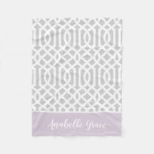 Lilac och Grått Trellis Monogram | Redigerbar Färg