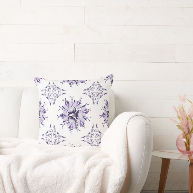Lilac och Lila Inky Blommigt Dekorativ kudde (Soffa)