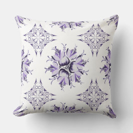 Lilac och Lila Inky Blommigt Dekorativ kudde