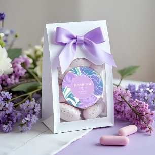 Lilac och Lila Pastel Blommigt Bröllop Runt Klistermärke