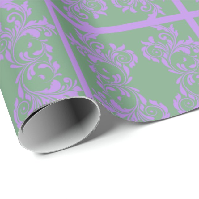 Lilac och Mint Lövs Presentpapper (Rullad Hörn)