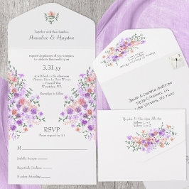 Lilac och Peach Bukett med rosor Bröllop