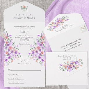 Lilac och Peach Bukett med rosor Bröllop