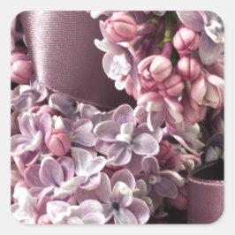 Lilac- och ribbonkurvor fyrkantigt klistermärke