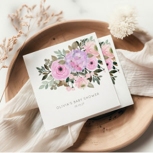 Lilac och Rosa Blommigt Bouquet Baby Shower Anpass Pappersservett