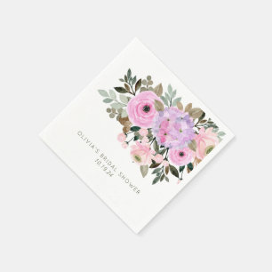 Lilac och Rosa Blommigt Bouquet Möhippa Anpassning Pappersservett