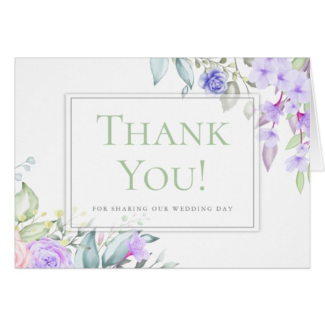 Lilac och  Rosa Blommigt Hälsningskort (Framsidan Horizontal)