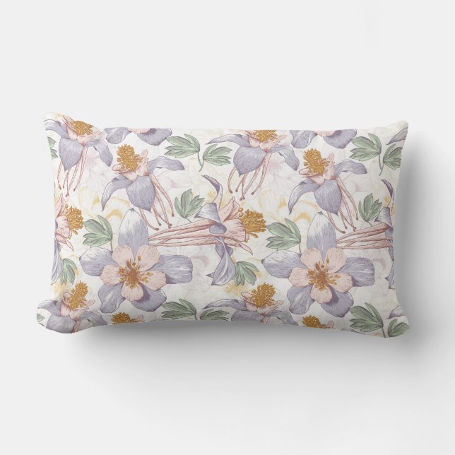 Lilac och Rosa Blommigt Patterned Lumbarkudde (Framsida)