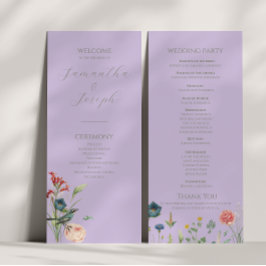 Lilac och Sage Grönt Garden Wedding Programme