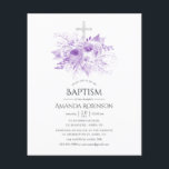 Lilac och Silver Blommigt Baptism eller Christenin Flygblad<br><div class="desc">Anpassade till händelsespecifikationerna. Observera att denna budgetinbjudan är papper och mycket tunn. Kuvert ingår inte. För tjockare inbjudningar med medföljande kuvert och matchande produkter på samma tema,  se samlingen nedan.</div>