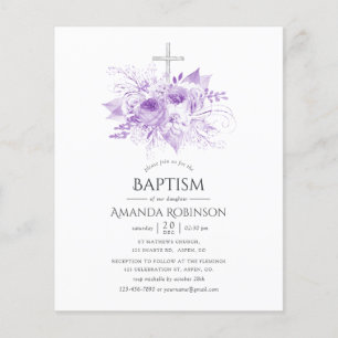 Lilac och Silver Blommigt Baptism eller Christenin Flygblad