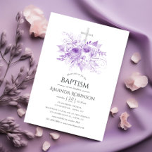 Lilac och Silver Blommigt Baptism eller Christenin