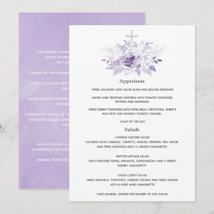 Lilac och Silver Blommigt Baptism eller Christenin Meny