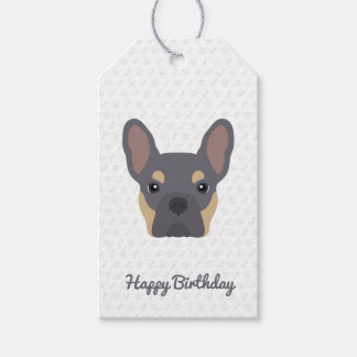 Lilac och Tan Fransk Bulldog Birthday Presentetikett