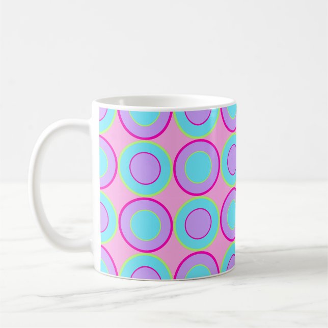 Lilac- och turkospartier med fyllning på Rosan Kaffemugg (Vänster)