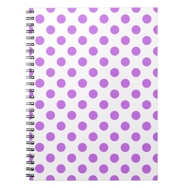 Lilac och vit polka dots anteckningsbok med spiral (Framsidan)