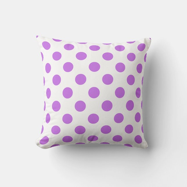 Lilac och vit polka dots kudde (Framsida)