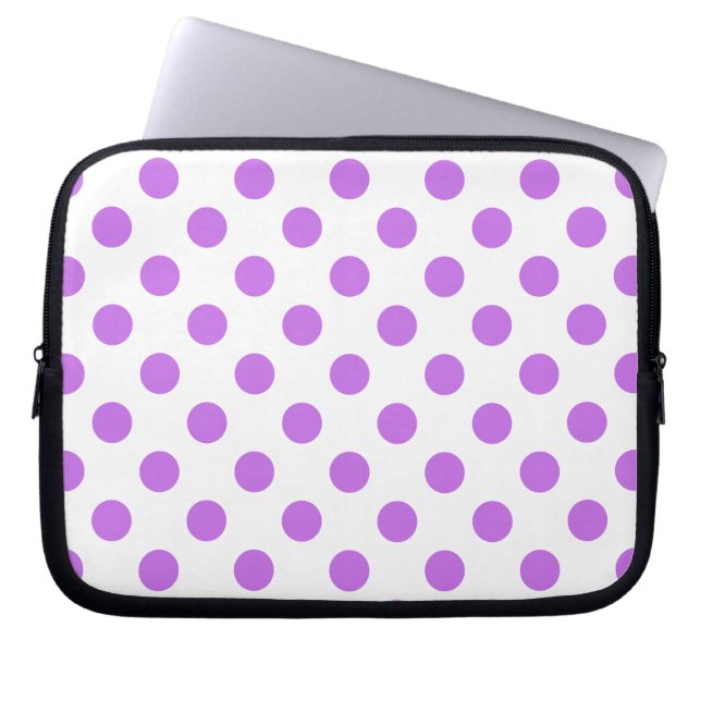 Lilac och vit polka dots laptop fodral (Framsidan)