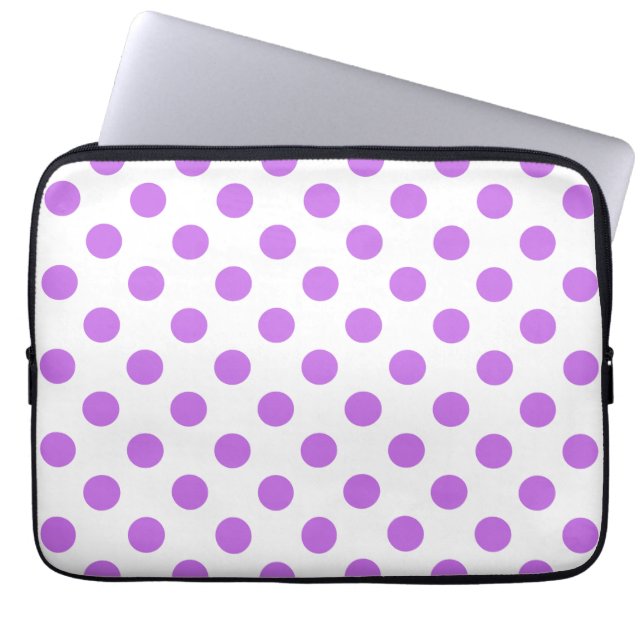 Lilac och vit polka dots laptop sleeve (Framsidan)
