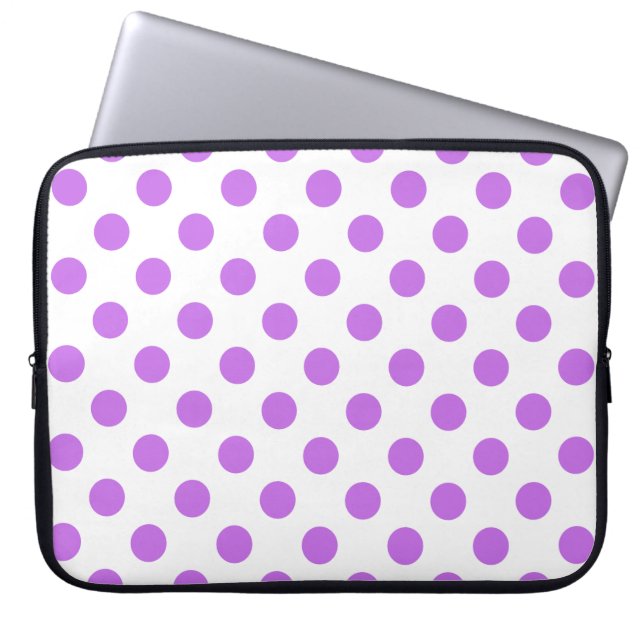 Lilac och vit polka dots laptop sleeve (Framsidan)