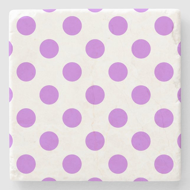Lilac och vit polka dots stenunderlägg (Framsidan)