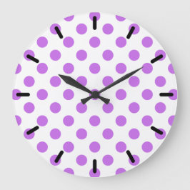 Lilac och vit polka dots stor klocka