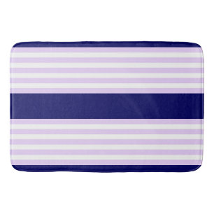 Lilac och vit rand mönster med marinblå marinblå m badrumsmatta