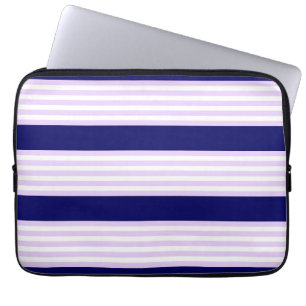 Lilac och vit rand mönster med marinblå marinblå m laptop fodral