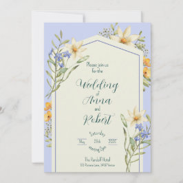 Lilac och vit Wildblommor Geometric Bröllop Inbjudningar