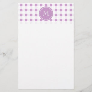 Lilac och White Gingham, Ditt Monogram Brevpapper