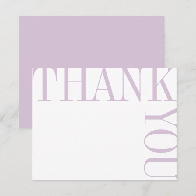 Lilac och White Modern Large Text Tackkort Tack Kort (Fram/baksida)